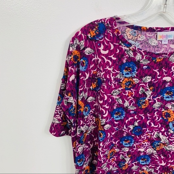 LuLaRoe Purple Floral Print Tunic Top Extra Small - Picture 3 of 9